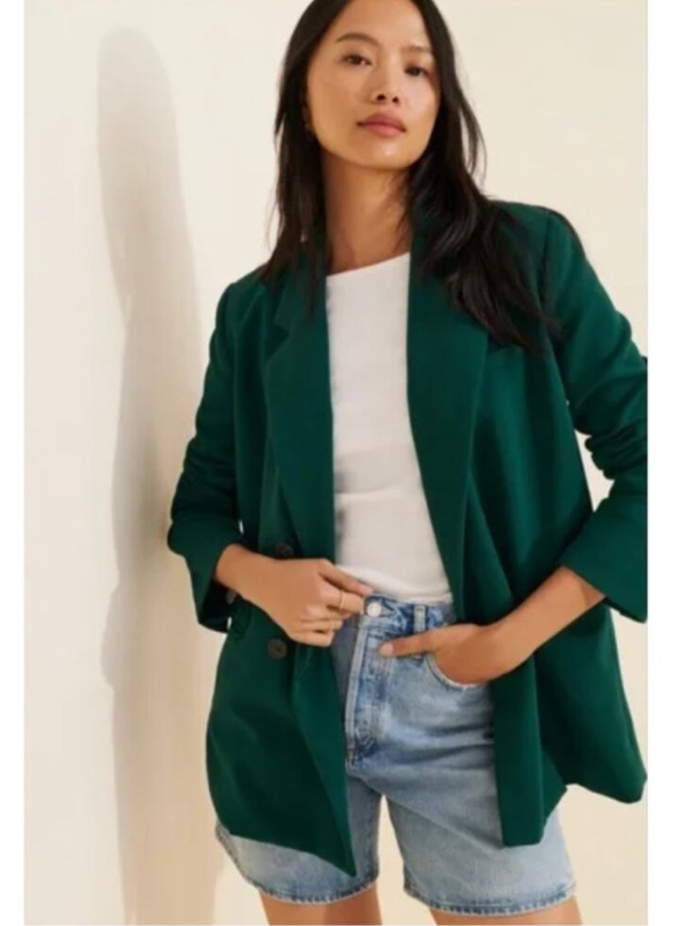 Maeve Womens Size 4 Dark Green Double Breasted Lined Blazer Classic Contemporary